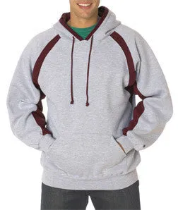 1262 Badger Adult Hook Hooded Blended Fleece Oxford/ Maroon (60/40)