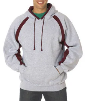 1262 Badger Adult Hook Hooded Blended Fleece Oxford/ Maroon (60/40)