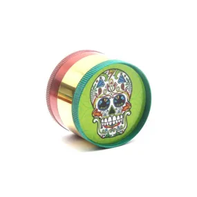 52mm Metal 4 Part Grinder - Candy Skull