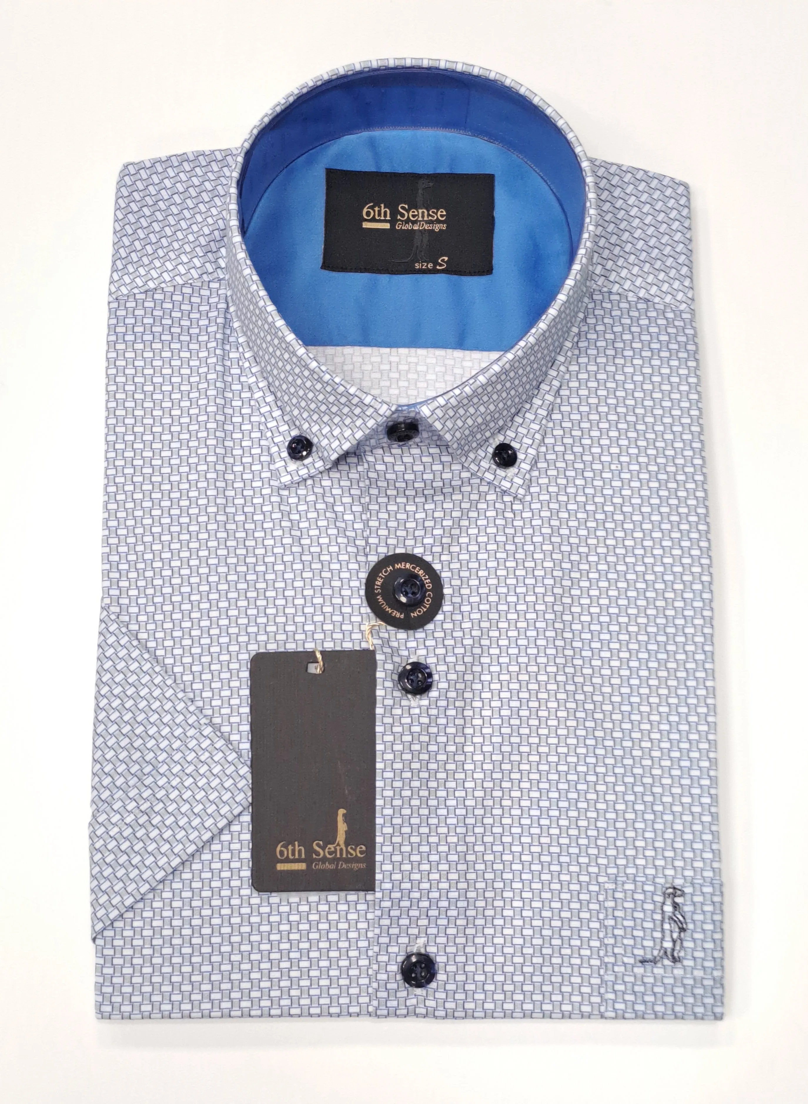 6th Sense Short Sleeve Casual Shirt - Grey