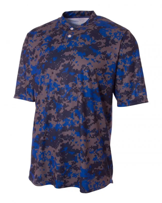 A4 Two-Button Camo Softball Jersey
