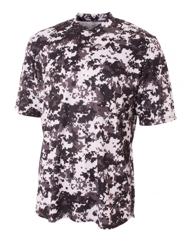 A4 Two-Button Camo Softball Jersey