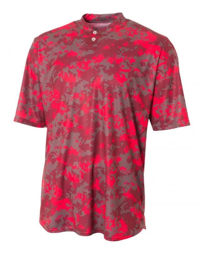 A4 Two-Button Camo Softball Jersey