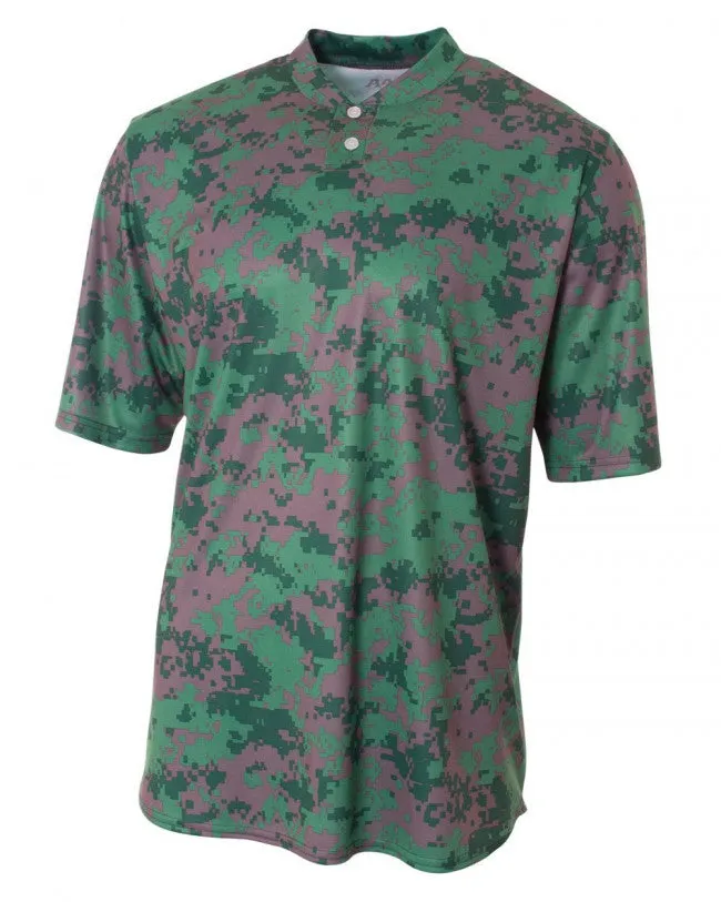 A4 Two-Button Camo Softball Jersey