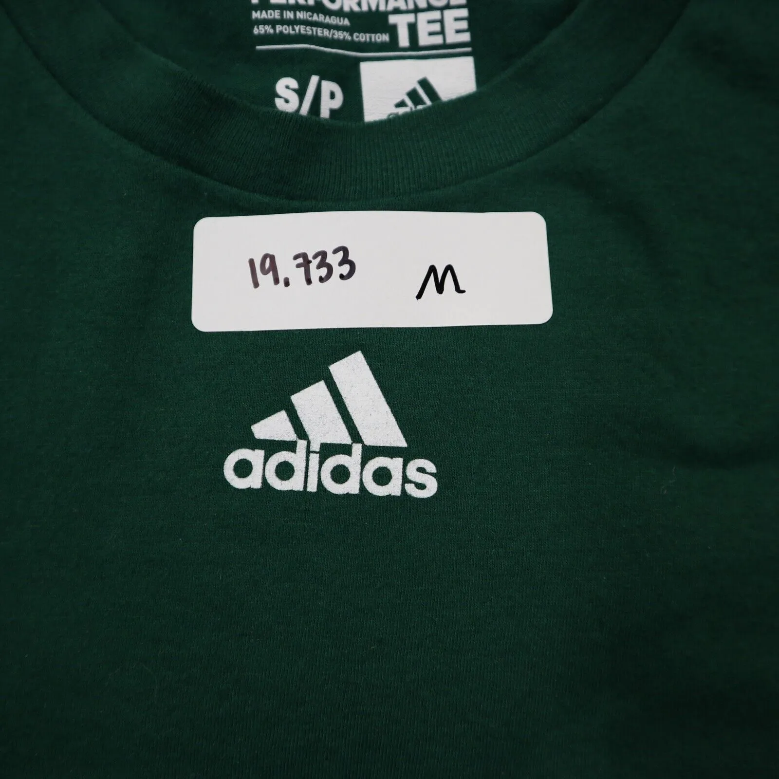 Adidas Mens Sports Performance T Shirt Short Sleeves Round Neck Green Size S
