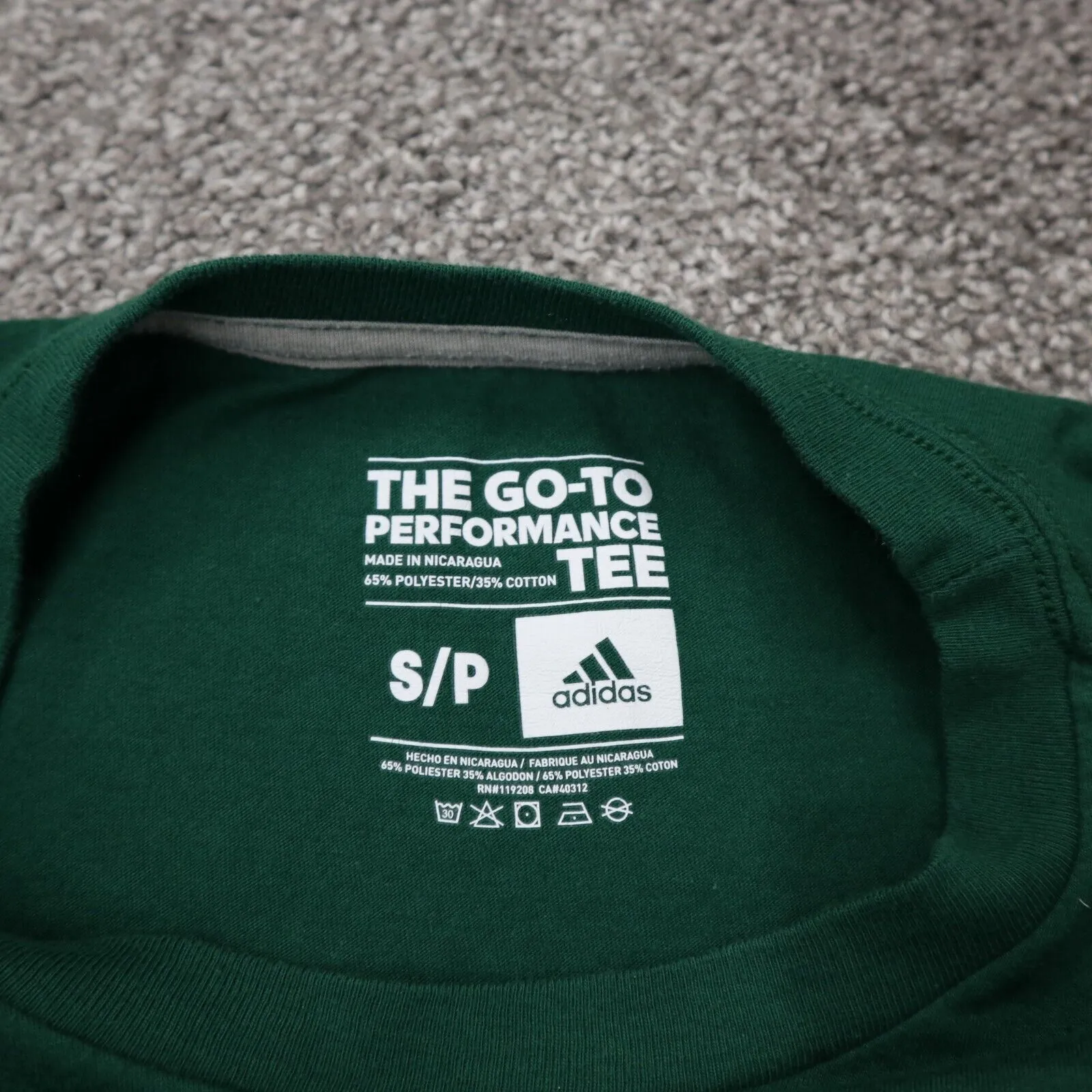 Adidas Mens Sports Performance T Shirt Short Sleeves Round Neck Green Size S