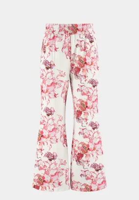 Ashluxe Female Flared Pants Pink Flower Aop