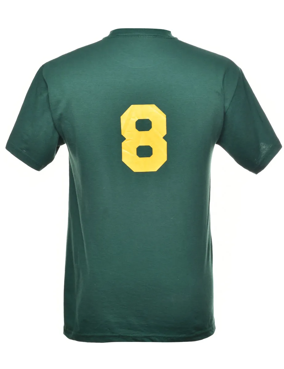 Athletics Printed Green & Yellow T-shirt - M