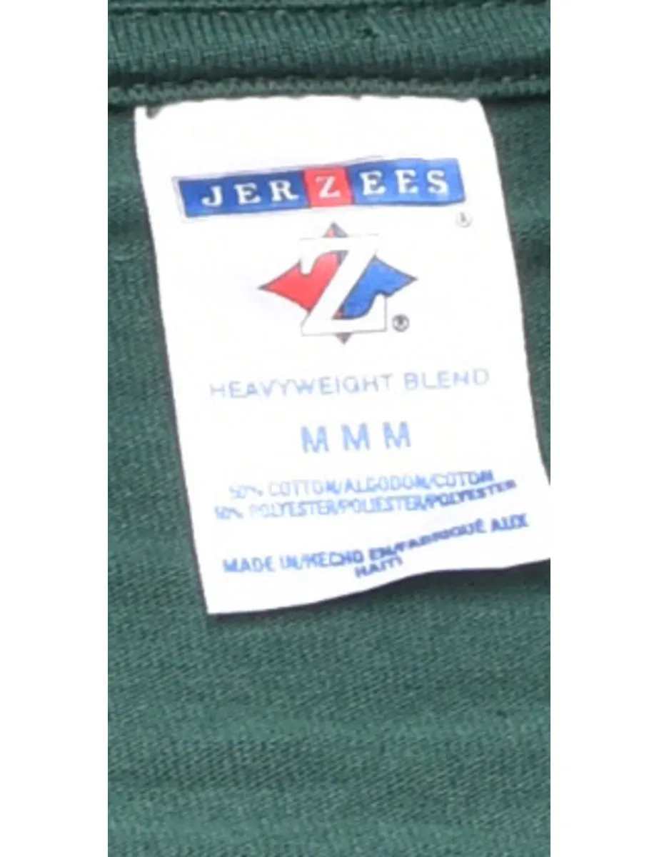 Athletics Printed Green & Yellow T-shirt - M