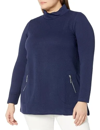 AVENUE Women's Plus Size Tunic Emeline Texture, Navy