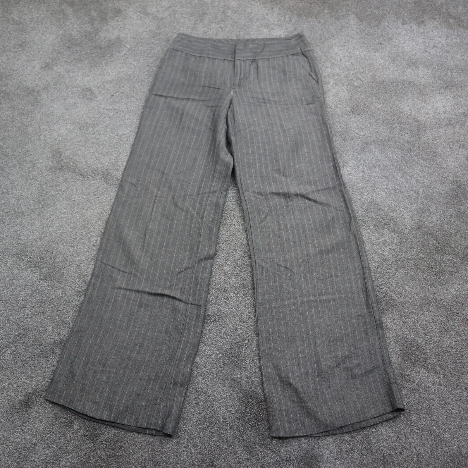 Banana Republic Womens Chino Dress Pant Wide Leg Mid Rise Pockets Gray Size 4