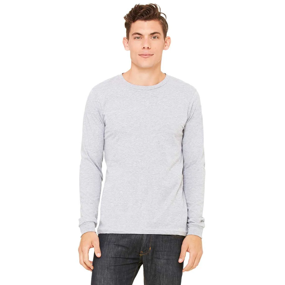 Bella   Canvas Men's Athletic Heather Jersey Long-Sleeve T-Shirt