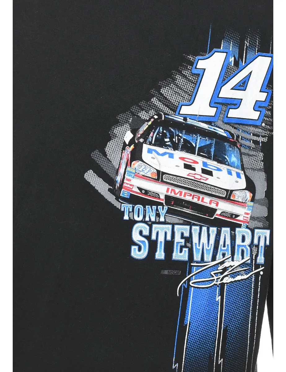 Black & Blue #14 NASCAR Design Tony Stewart T-Shirt - L