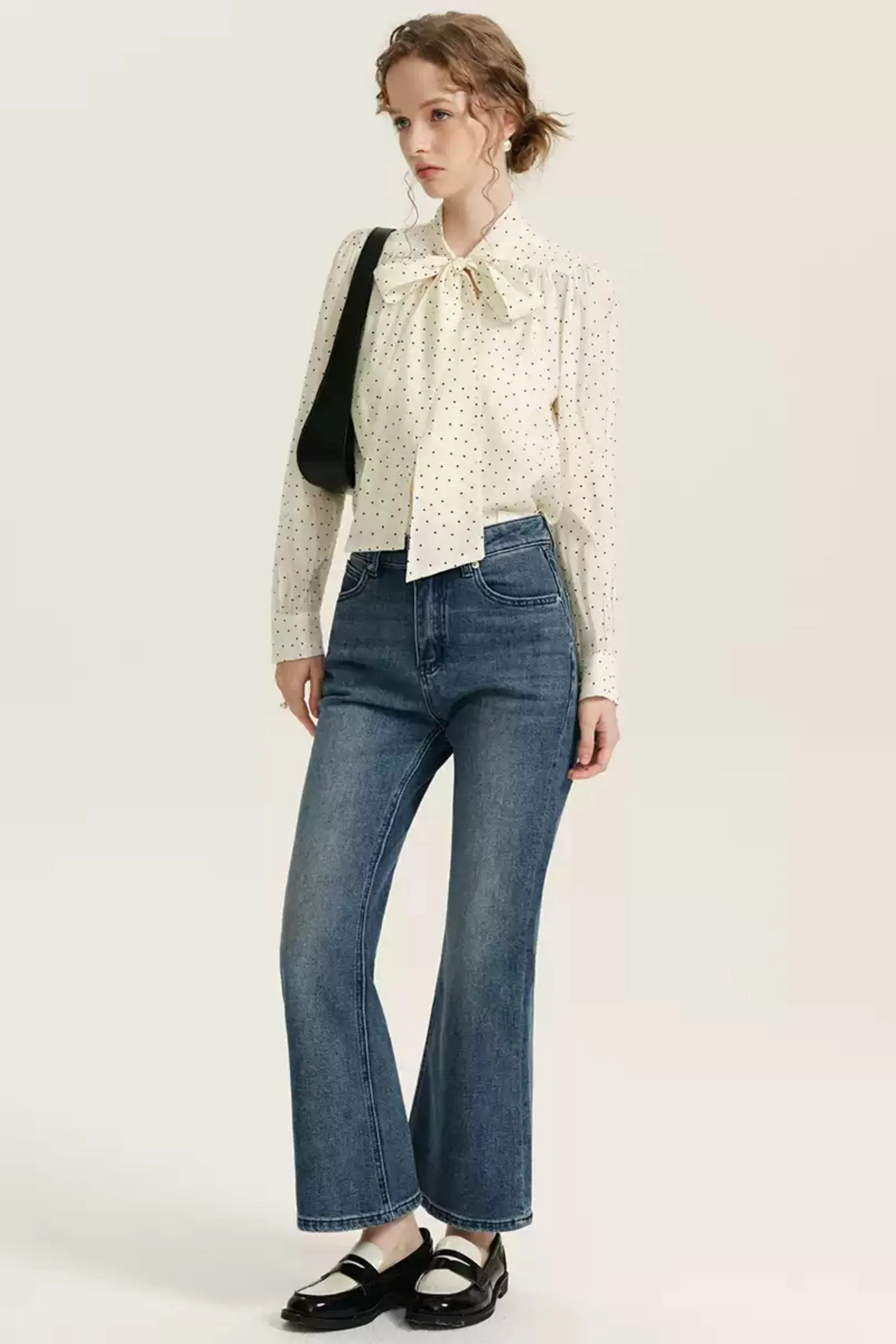 Blue Low Waist Flared Jeans