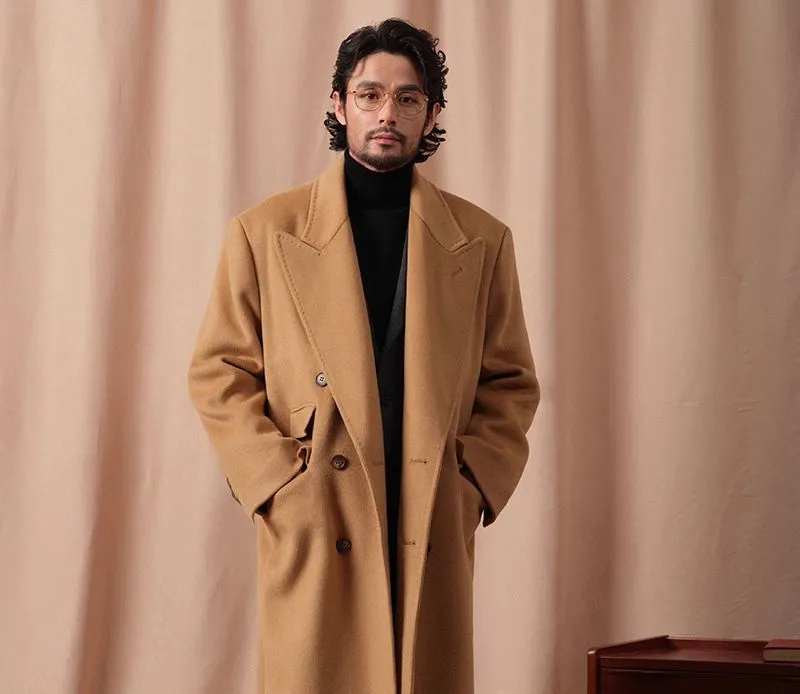 Camel Double-Breasted Overcoat