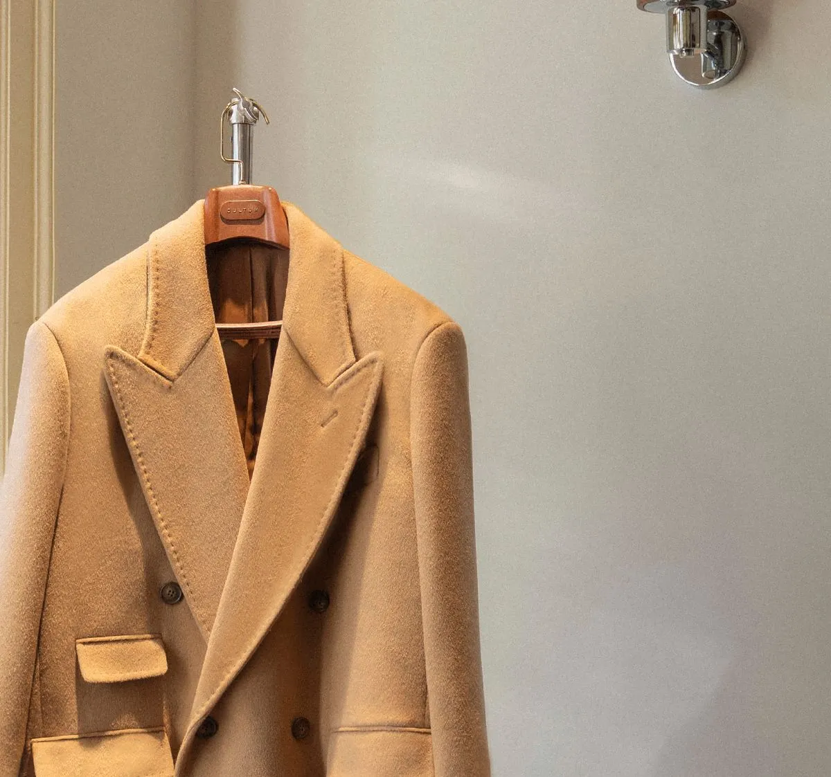 Camel Double-Breasted Overcoat