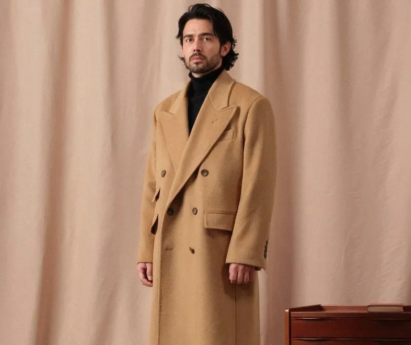 Camel Double-Breasted Overcoat