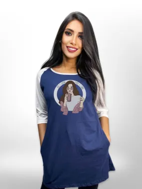 Care Mood Long T-shirt Raglan Sleeve Side Pocket For Women's