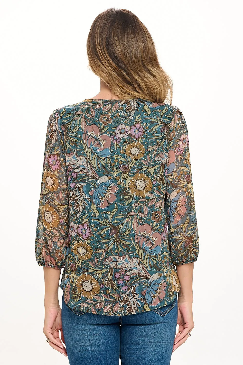 Catalina V-Neck Faux-Button Front Blouse