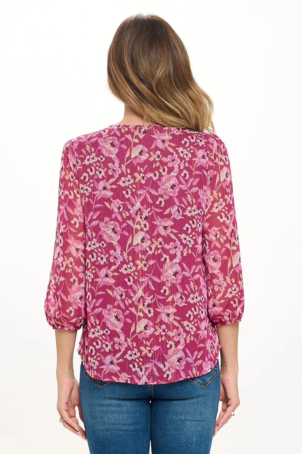 Catalina V-Neck Faux-Button Front Blouse