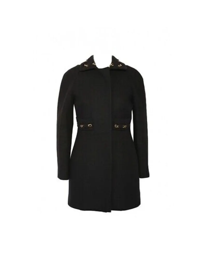 Chloe Gold Chain Embellished Wool Coat