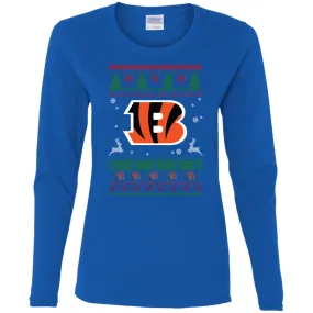 Cincinnati Bengals Logo Football Teams Ugly Christmas Sweater Women Long Sleeve Shirt