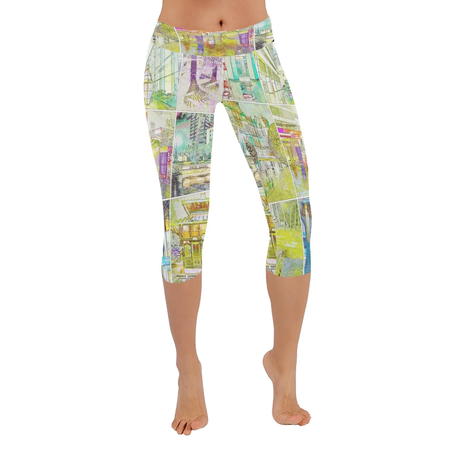City Watercolour Capri Leggings up to 5 XL
