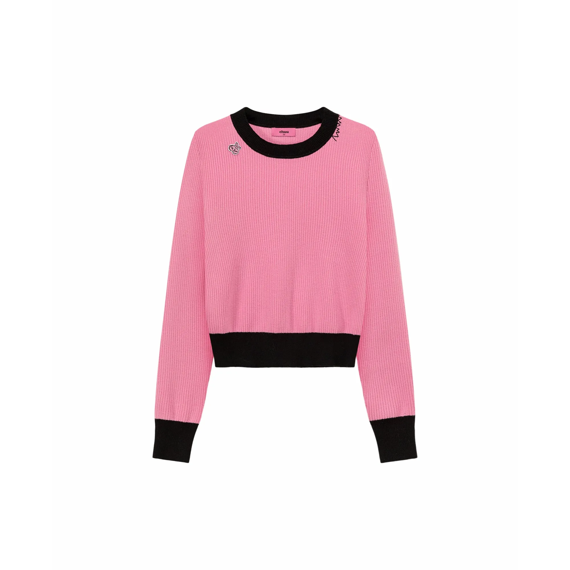 Color Lined Cropped Knit Top