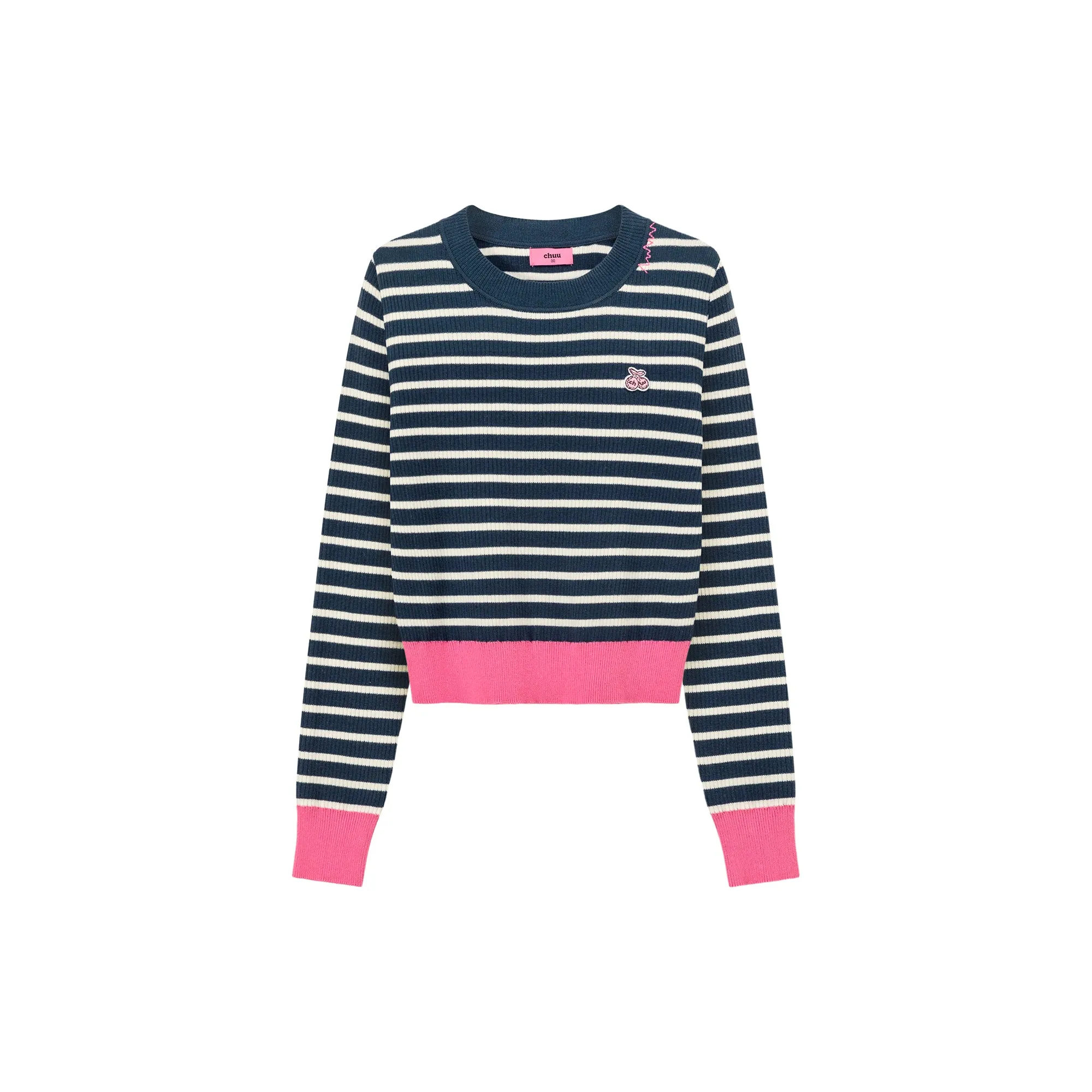 Color Lined Cropped Knit Top