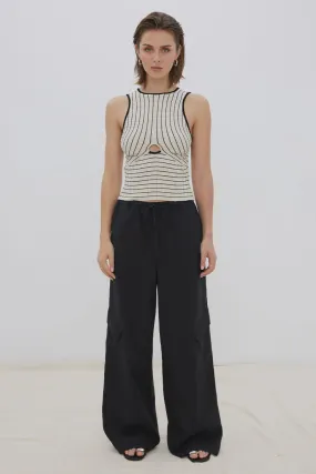 CONFIDE KNIT TANK TOP - ECRU / BLACK