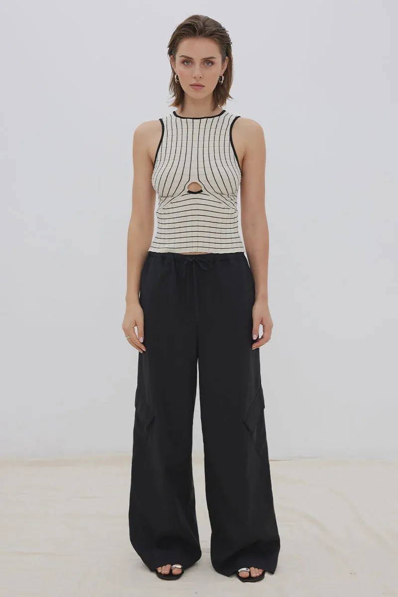 CONFIDE KNIT TANK TOP - ECRU / BLACK