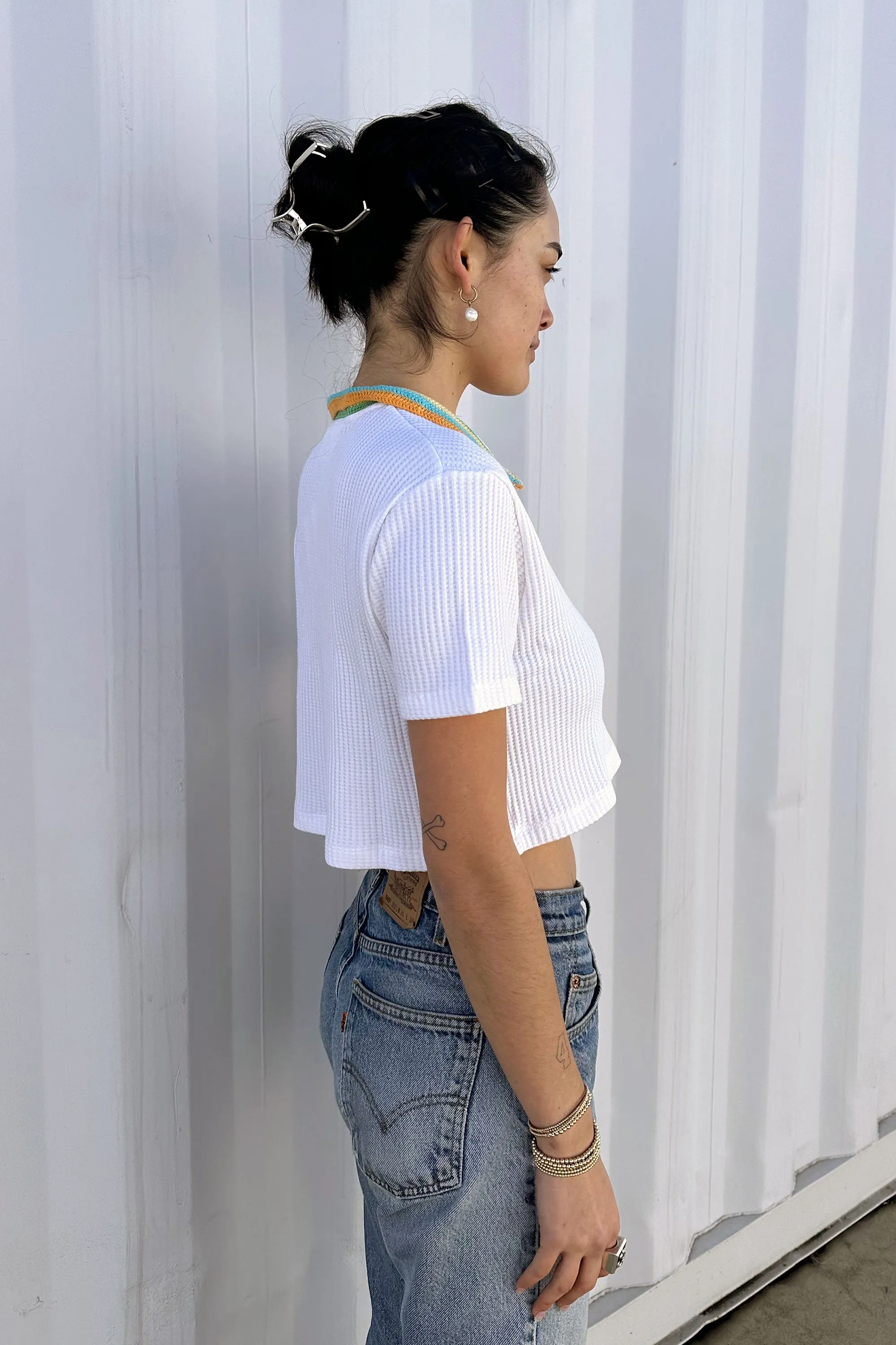 Cotton Knit Crochet Polo - Boxy Crop Top (Limited Run)