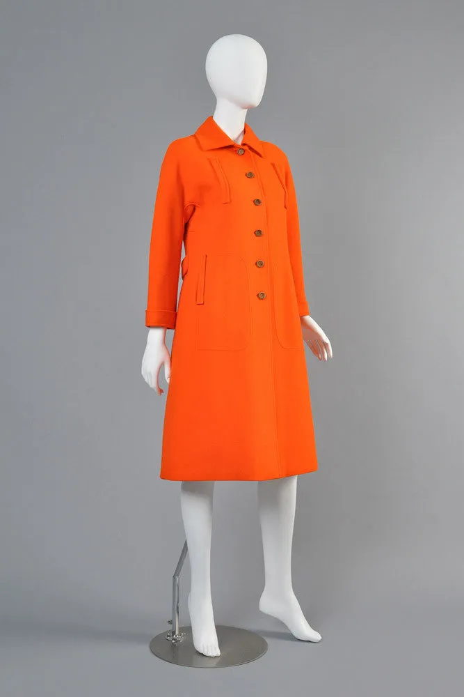 Courreges 1960s Mod Orange Wool Coat