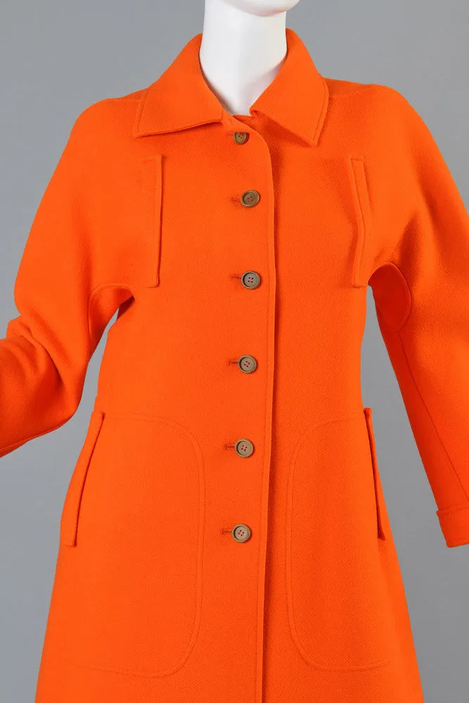 Courreges 1960s Mod Orange Wool Coat