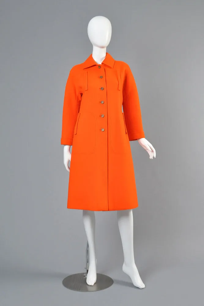Courreges 1960s Mod Orange Wool Coat
