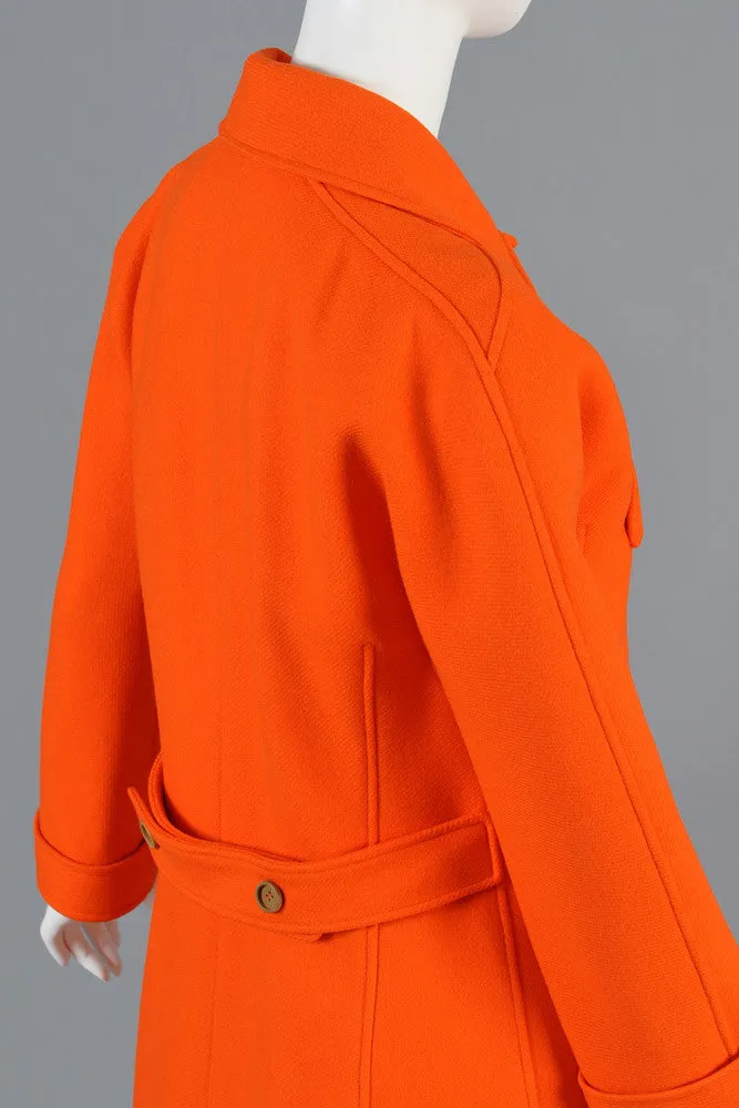 Courreges 1960s Mod Orange Wool Coat