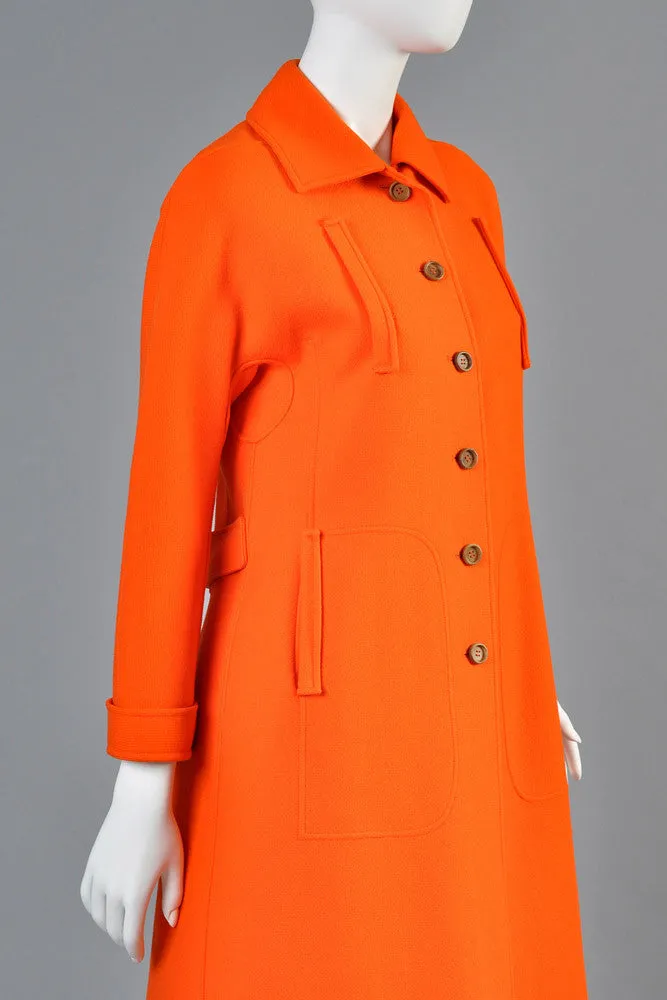 Courreges 1960s Mod Orange Wool Coat