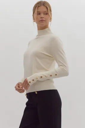 Cream Layering Top with Button Detail