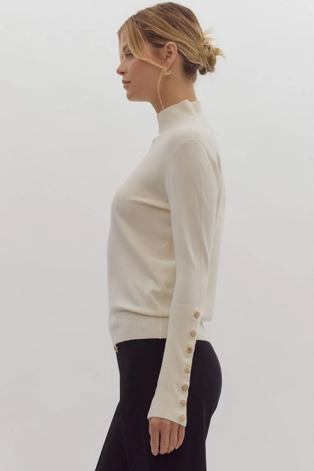 Cream Layering Top with Button Detail