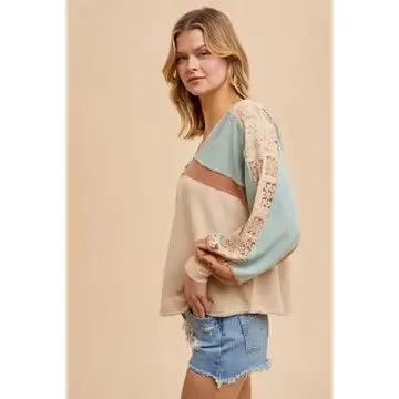 Desert Days Colorblock Lace Top