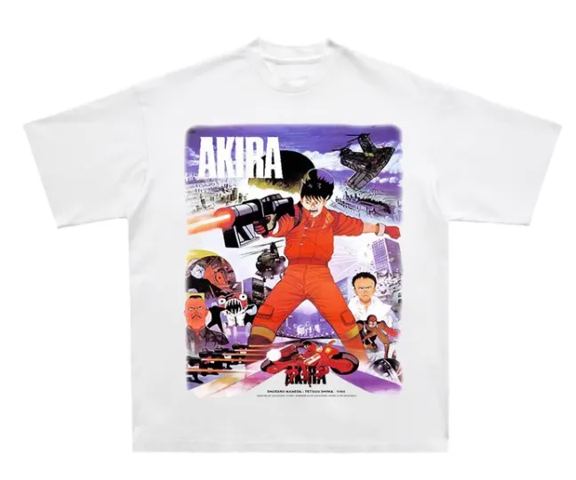 DKTN AKIRA VINTAGE CARTOON PRINT BOOTLEG CREW NECK T SHIRTS