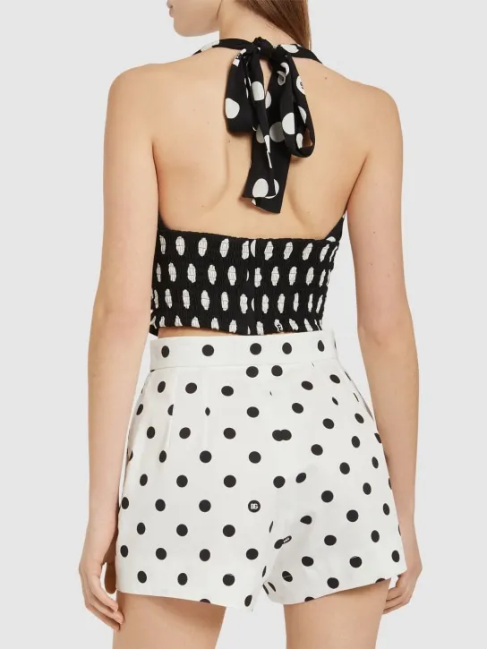 Dolce&amp;Gabbana   Polka dots print logo silk cropped top 