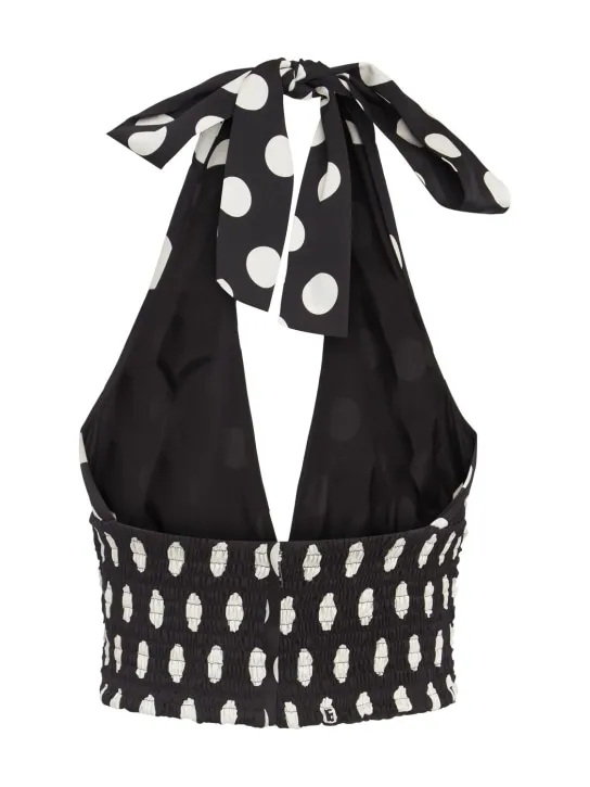 Dolce&amp;Gabbana   Polka dots print logo silk cropped top 