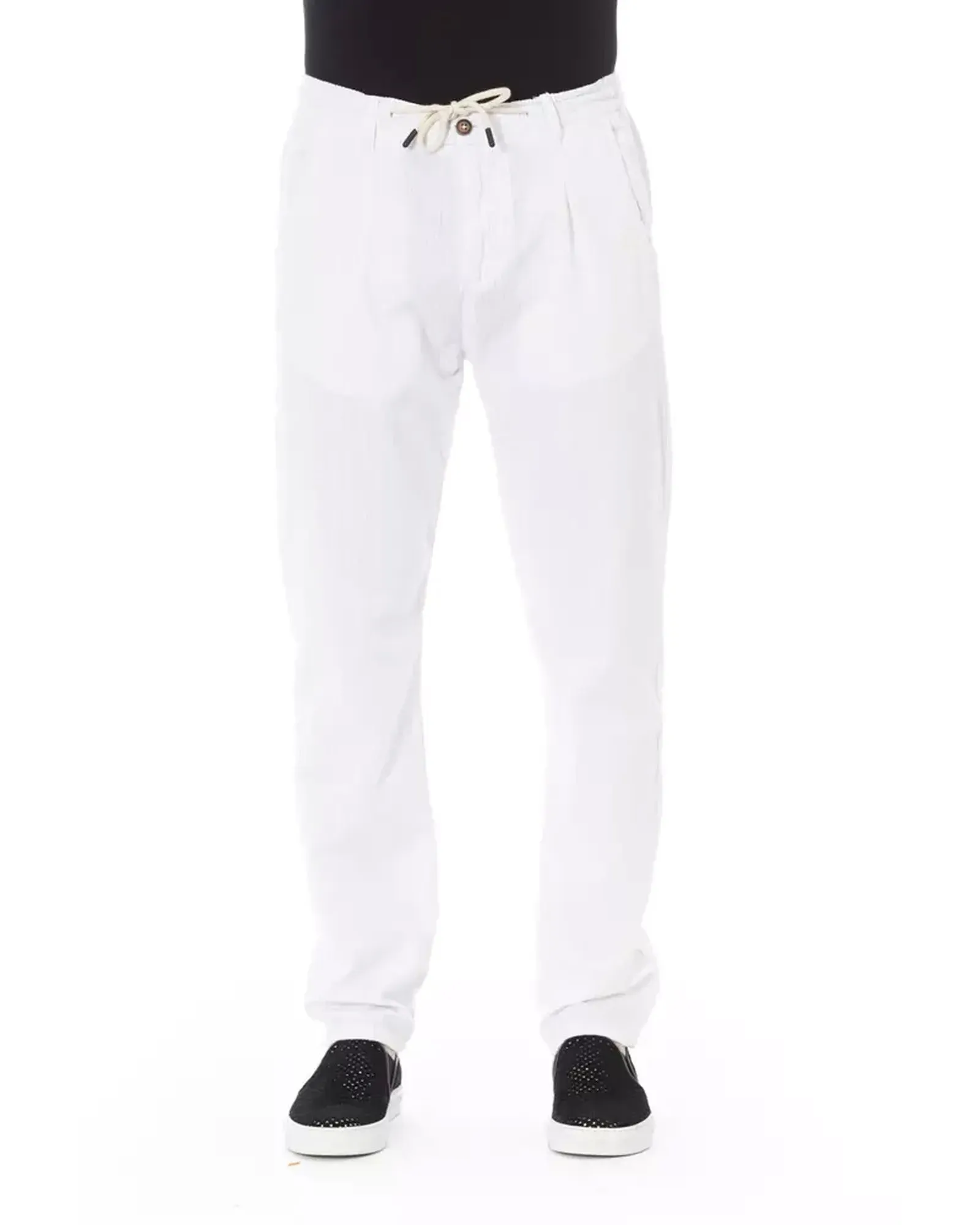 Drawstring Chino Trousers with Side and Back Pockets - W38 US