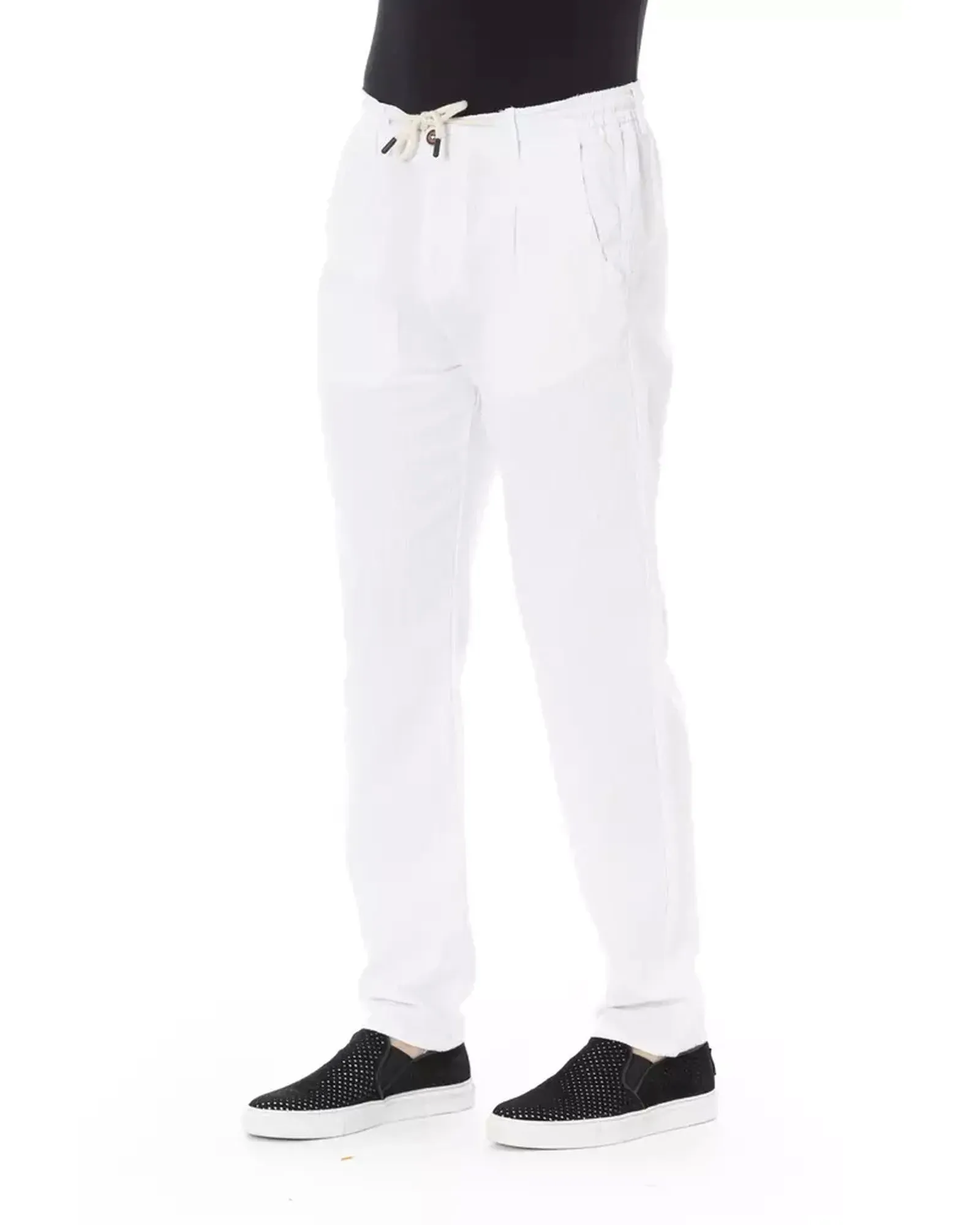 Drawstring Chino Trousers with Side and Back Pockets - W38 US