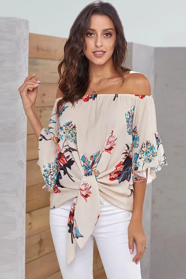 Dunnmall One Collar Printed Chiffon Top