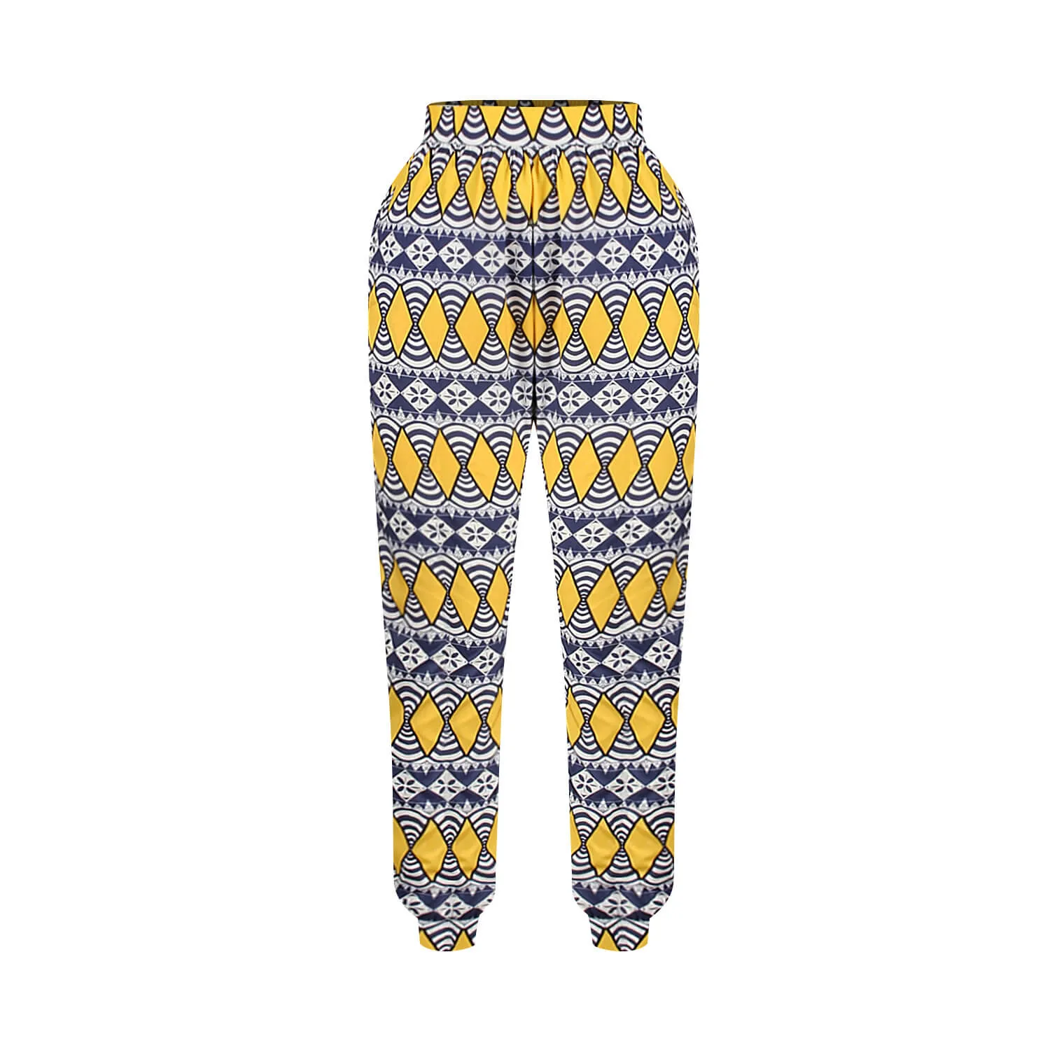 Elastic Waist Pegged High Waist Chain Pants