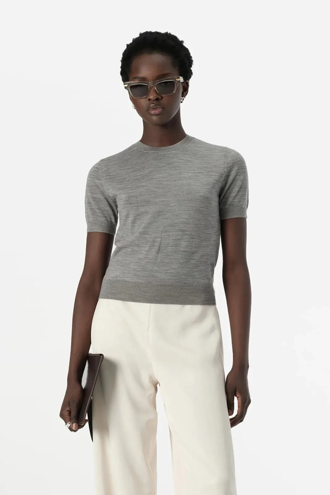 Elka Collective Ash Knit Tee - Grey Marle
