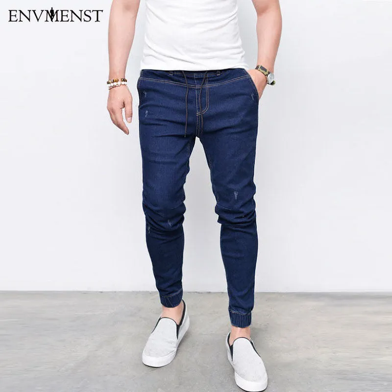 Fashion Men's Harem Jeans Washed Feet Shinny Denim Pants