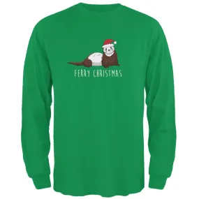 Ferry Merry Christmas Ferret Mens Long Sleeve T Shirt
